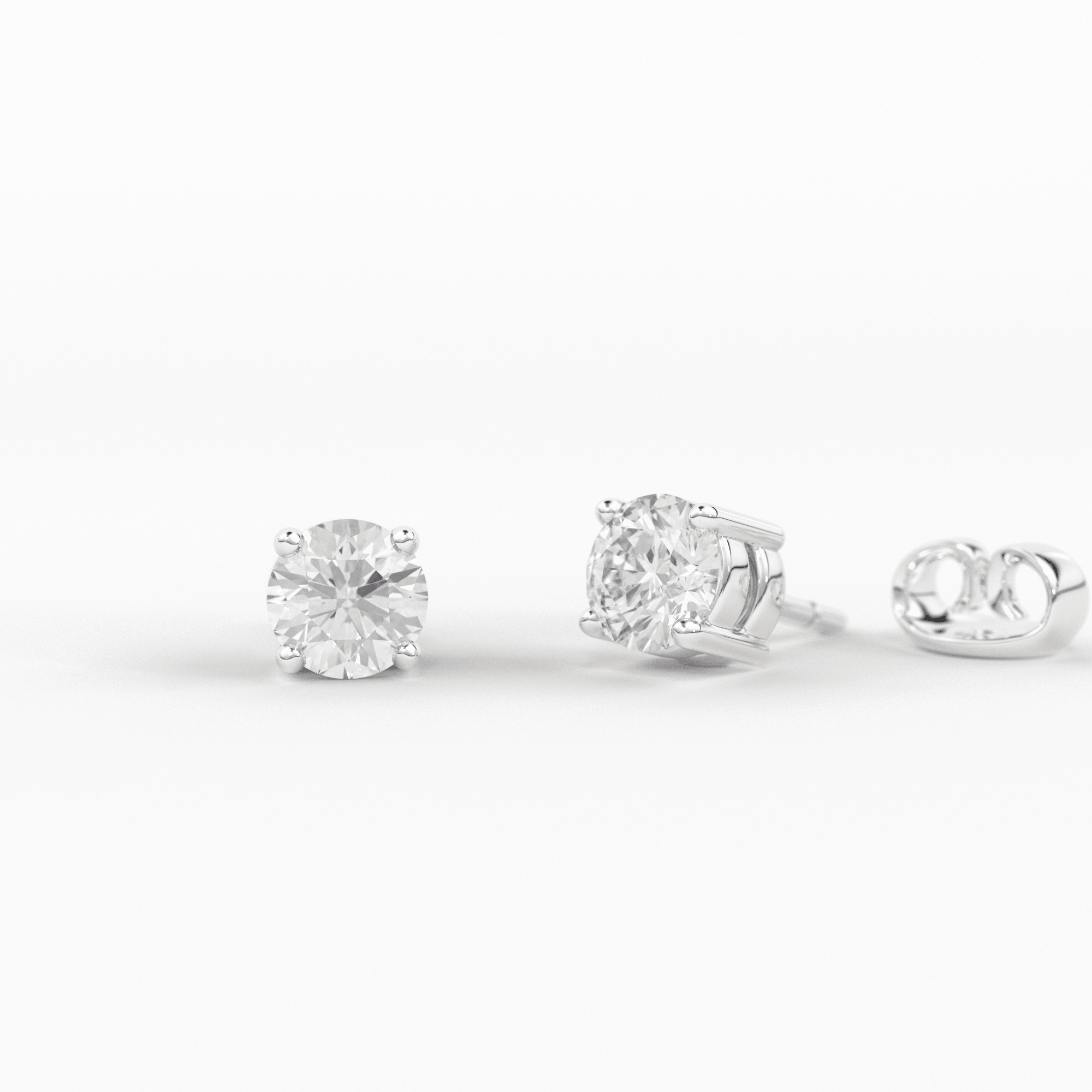 14k Gold Two Diamond Stud 14k Solid Gold Unique Diamond Earrings