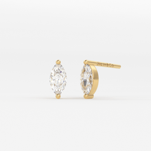 Load image into Gallery viewer, 14k Gold Two Diamond Stud / 14k Solid Gold Unique Diamond Earrings / Second Hole Stud / Tiny Post Earring / Multiple Piercing Stud - Jalvi &amp; Co.