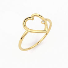 Load image into Gallery viewer, 14K Heart Ring / Diamond Heart Ring / Open Heart Ring / Sold Gold Heart Ring / Gifts For Her - Jalvi &amp; Co.