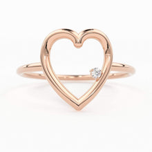 Load image into Gallery viewer, 14K Heart Ring / Diamond Heart Ring / Open Heart Ring / Sold Gold Heart Ring / Gifts For Her - Jalvi &amp; Co.