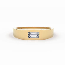Load image into Gallery viewer, 14k Solid Gold Baguette Diamond Solitaire Ring / Minimalistic Design Diamond Baguette Pinky Ring Women / Rose Gold / White Gold / Signet - Jalvi &amp; Co.