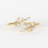 14k Solid Gold Diamond Leaf Ring / Diamond Vine Ring / Dainty Diamond Ring in Gold / Diamond Ring / Leaf Shape Daimond Ring / Marquise Ring