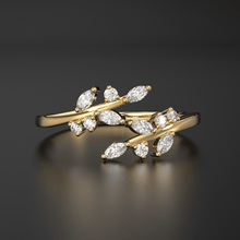 Load image into Gallery viewer, 14k Solid Gold Diamond Leaf Ring / Diamond Vine Ring / Dainty Diamond Ring in Gold / Diamond Ring / Leaf Shape Daimond Ring / Marquise Ring - Jalvi &amp; Co.