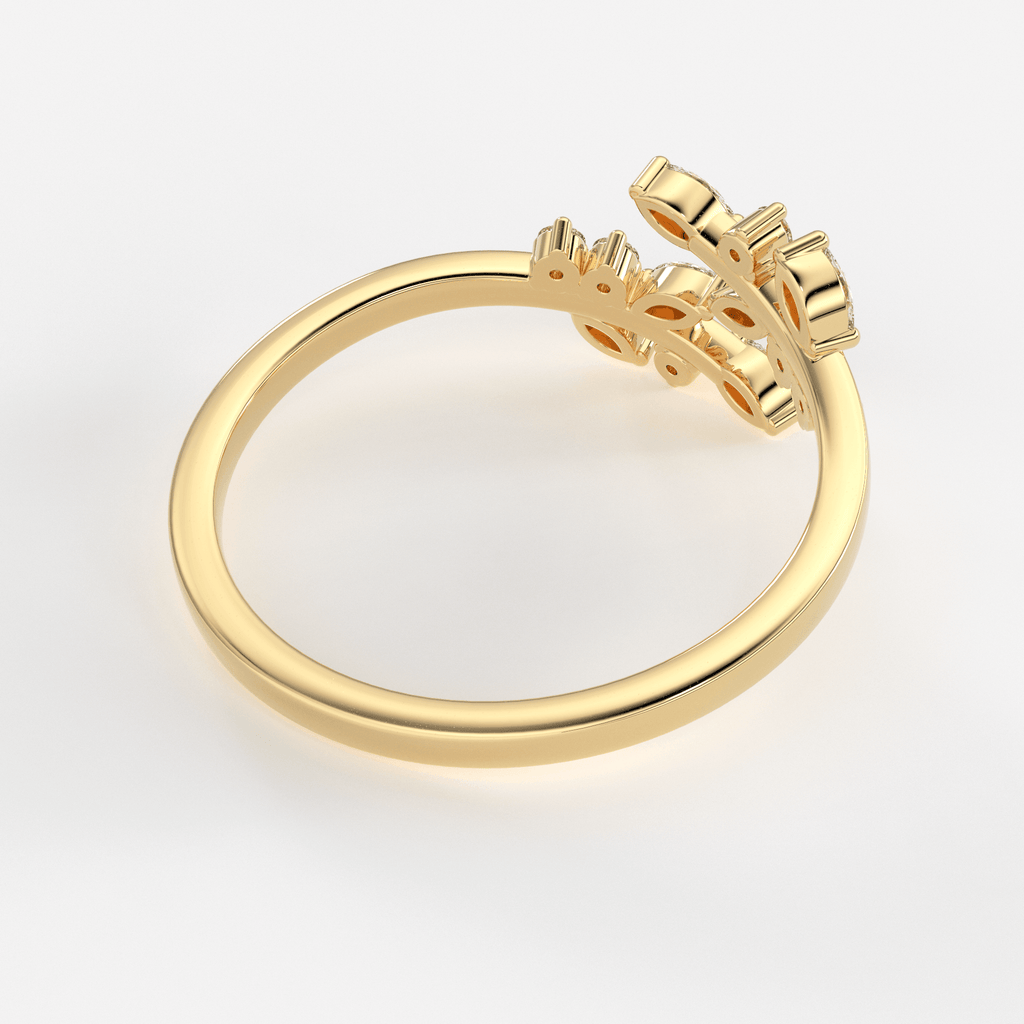 14k Solid Gold Diamond Leaf Ring / Diamond Vine Ring / Dainty Diamond Ring in Gold / Diamond Ring / Leaf Shape Daimond Ring / Marquise Ring - Jalvi & Co.