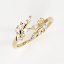 Load image into Gallery viewer, 14k Solid Gold Diamond Leaf Ring / Diamond Vine Ring / Dainty Diamond Ring in Gold / Diamond Ring / Leaf Shape Daimond Ring / Marquise Ring - Jalvi &amp; Co.