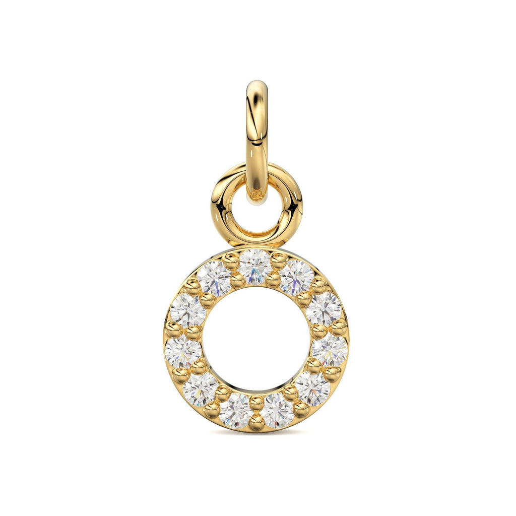 14k Solid Gold Diamond Round Charm / Petite Dainty Brilliant Diamond Charm / Diamond Pendant / Sale - Jalvi & Co.