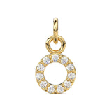 14k Solid Gold Diamond Round Charm / Petite Dainty Brilliant Diamond Charm / Diamond Pendant / Sale