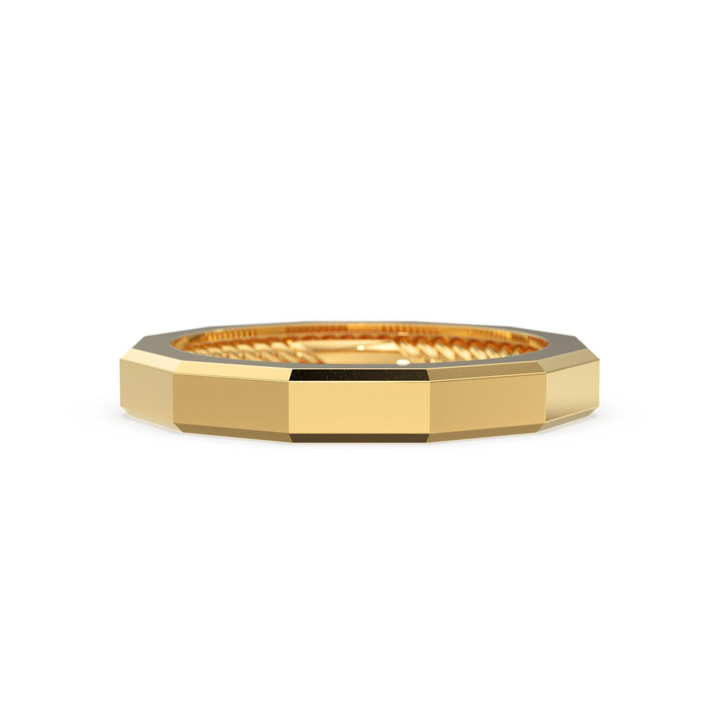 14k Solid Gold Geometric Designer Ring - Stackable Ring - Rope Inlay Narrow Band - Minimal Jewelry - Jalvi & Co.