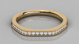 14k Solid Gold Half Eternity Natural Diamond Milgrain Bead Micro Pave Ring / Artdeco Style Half Eternity Ring