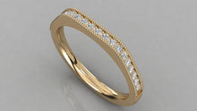 Load image into Gallery viewer, 14k Solid Gold Half Eternity Natural Diamond Milgrain Bead Micro Pave Ring / Artdeco Style Half Eternity Ring - Jalvi &amp; Co.