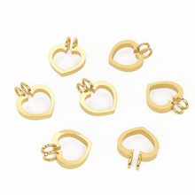 Load image into Gallery viewer, 14k Solid Gold Heart Ring Keeper / Heart Ring Pendant / Heart Gold Charm - Jalvi &amp; Co.