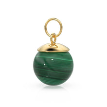 Load image into Gallery viewer, 14k Solid Gold Round Ball Gemstone Charm / Natural Larimar Malachite Labradorite Pearl Opal Pendant / Yellow Gold Jewelry Making Finding - Jalvi &amp; Co.