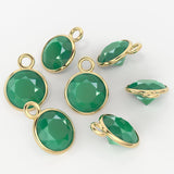 Onyx 14k Solid Gold Charm 4,5,6mm Natural Green Gemstone Pendant 2pc