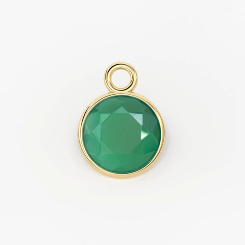 14k Solid Yellow Gold 4,5,6mm Natural Green Onyx Charm Pendant - Jalvi & Co.