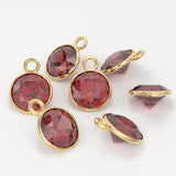 Garnet 14k Solid Gold Charm 4,5,6mm Natural Red Gemstone Pendant 2pc