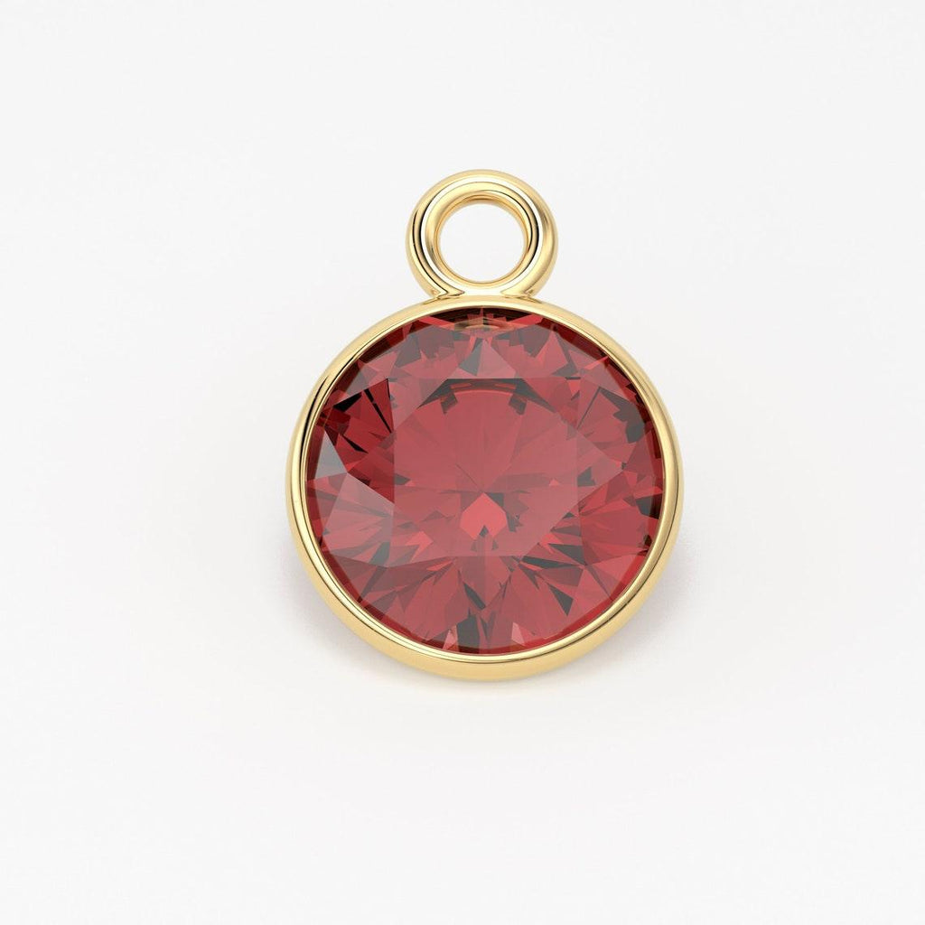 14k Solid Yellow Gold 4,5,6mm Red Garnet Charm Pendant Jewelry Making Supply - Jalvi & Co.