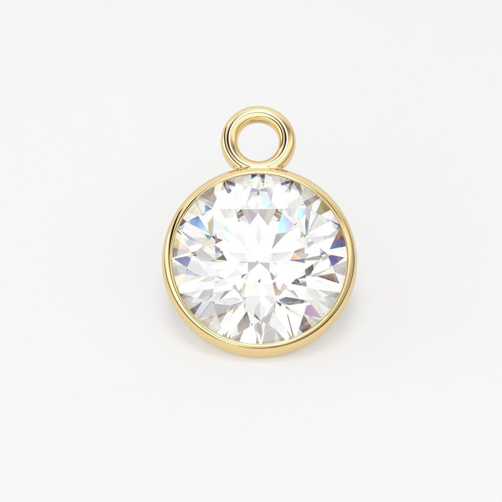 14k Solid Yellow Gold 4mm Brilliant Round Diamond Charm Pendant - Jalvi & Co.