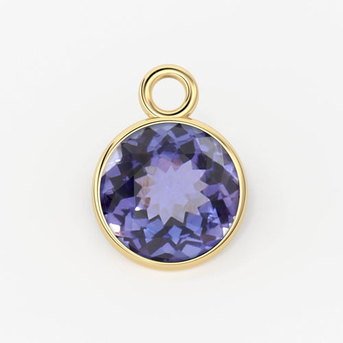14k Solid Yellow Gold 6mm Royal Blue Tanzanite Charm Pendant / Tanzanite Charm / Tanzanite Gold Charm / Solid Gold Charm - Jalvi & Co.