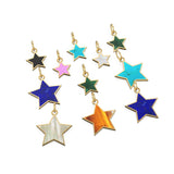 14K Solid Yellow Gold mother of Pearl, malachite, turquoise, onyx, coral, lapis, Stars, Celestial, Star Charm Pendants