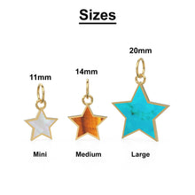 Load image into Gallery viewer, 14K Solid Yellow Gold mother of Pearl, malachite, turquoise, onyx, coral, lapis, Stars, Celestial, Star Charm Pendants - Jalvi &amp; Co.