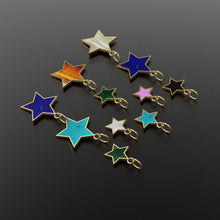 Load image into Gallery viewer, 14K Solid Yellow Gold mother of Pearl, malachite, turquoise, onyx, coral, lapis, Stars, Celestial, Star Charm Pendants - Jalvi &amp; Co.