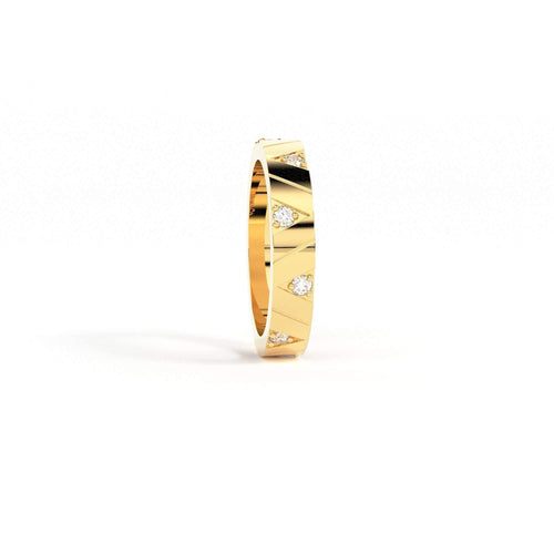 14k Unique Diamond Full Eternity Ring / Diamond Triangle Eternity Ring in 14k, 18k Yellow, Rose, White Gold / Stacking Weddding Band - Jalvi & Co.