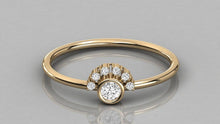 Load image into Gallery viewer, 14k Yellow Gold Diamond Ring / Diamond Halo Ring / Bezel Setting Diamond Halo Ring / Crown Cluster ring in 14k Gold / Promise Ring - Jalvi &amp; Co.