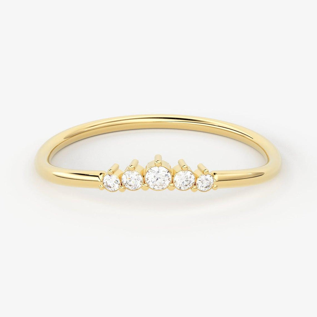 14k Yellow Gold Diamond Ring / Diamond Prong Ring / Prong Setting Diamond Ring / Tiara Ring in 14k Gold / Tiara Ring - Jalvi & Co.