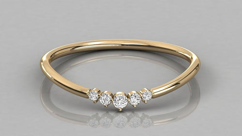 14k Yellow Gold Diamond Ring / Diamond Prong Ring / Prong Setting Diamond Ring / Tiara Ring in 14k Gold / Tiara Ring - Jalvi & Co.