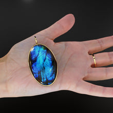 Load image into Gallery viewer, 14k Yellow Gold Eye of the Peacock Labradorite Colette Pendant / Natural Blue Gemstone Handmade Gold Charm / 14k Yellow Gold Jewelry Finding - Jalvi &amp; Co.