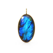 Load image into Gallery viewer, 14k Yellow Gold Eye of the Peacock Labradorite Colette Pendant / Natural Blue Gemstone Handmade Gold Charm / 14k Yellow Gold Jewelry Finding - Jalvi &amp; Co.