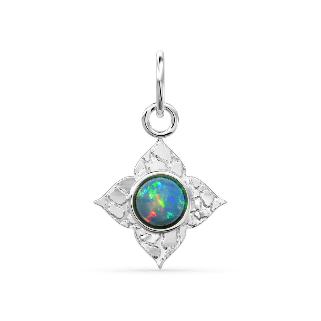 14k Yellow Solid Gold Fire Australian Opal Charm Pendant Bezel Jewelry Finding / Antique Tribal Style - Jalvi & Co.