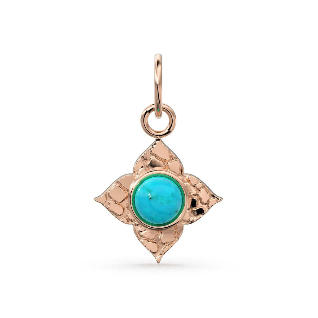 14k Yellow Solid Gold Fire Australian Opal Charm Pendant Bezel Jewelry Finding / Antique Tribal Style - Jalvi & Co.