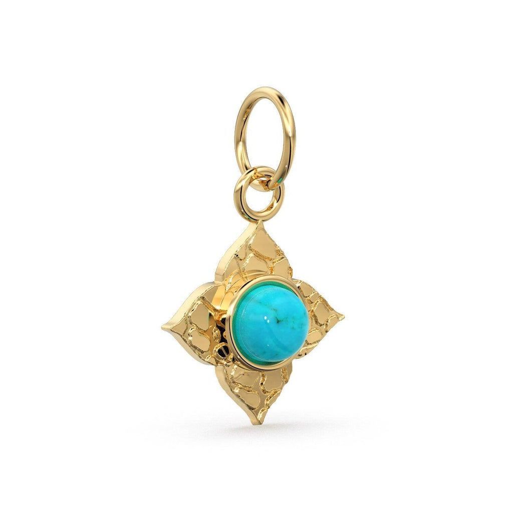 14k Yellow Solid Gold Fire Australian Opal Charm Pendant Bezel Jewelry Finding / Antique Tribal Style - Jalvi & Co.