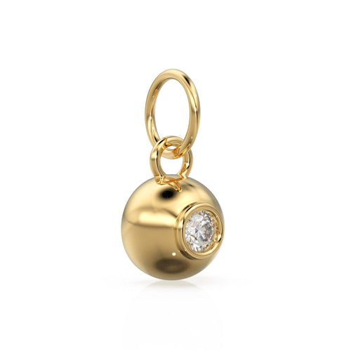 14K/18K Solid Gold Natural Diamond Ball Pendant, Dainty Small Necklace Charm, Brilliant Cut Round Diamond Pendant Charm, Gift for Her - Jalvi & Co.