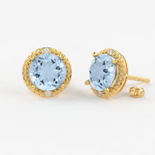 Load image into Gallery viewer, 14Kt White Gold Natural Aquamarine Earrings / Aquamarine Diamond Earrings / Aquamarine Studs / March Birthstone Earrings / Real Diamond - Jalvi &amp; Co.