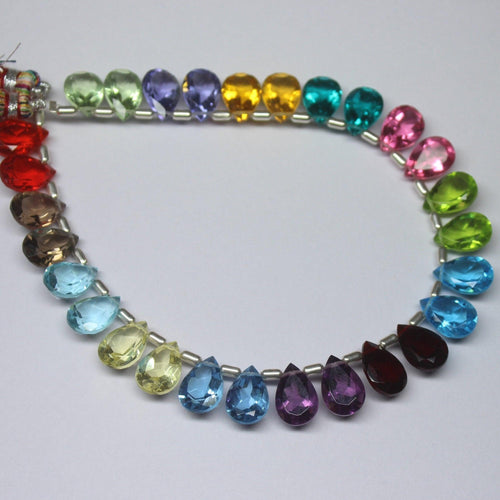 14x10mm, 17 inches, Natural Multi Color Quartz Faceted Pear Drops Beads - Jalvi & Co.
