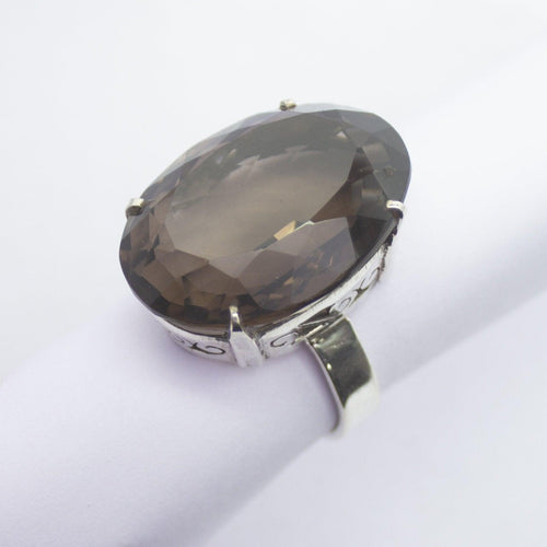 15.8g, Handmade Natural Smoky Quartz 925 Sterling Silver Ring - Jalvi & Co.