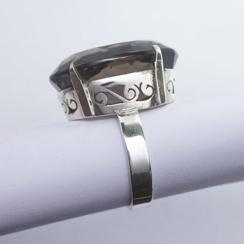 15.8g, Handmade Natural Smoky Quartz 925 Sterling Silver Ring - Jalvi & Co.
