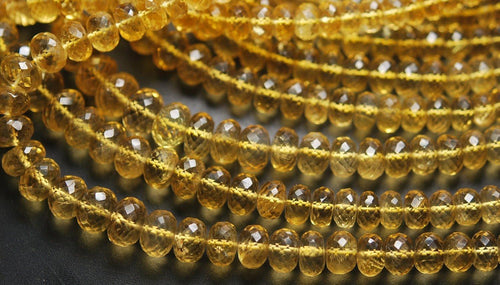 15 Beads, 1/2 Strand,Citrine Micro Faceted Rondelles, 8-9mm Size,Super Quality - Jalvi & Co.