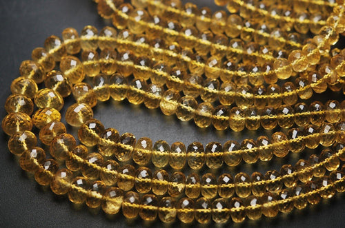 15 Beads, 1/2 Strand,Citrine Micro Faceted Rondelles, 8-9mm Size,Super Quality - Jalvi & Co.