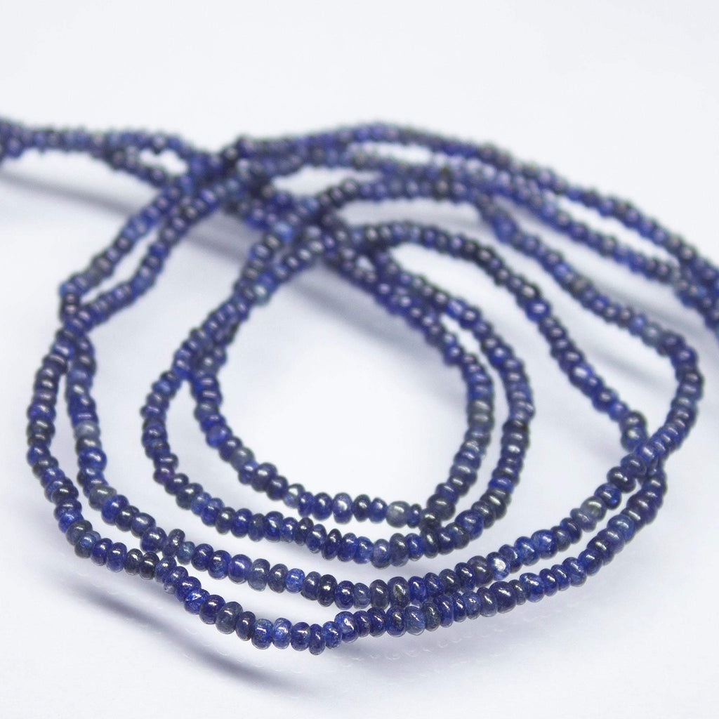 15 inch, 2mm, Natural Blue Sapphire Smooth Rondelle Shape Tiny Beads, Sapphire Bead - Jalvi & Co.