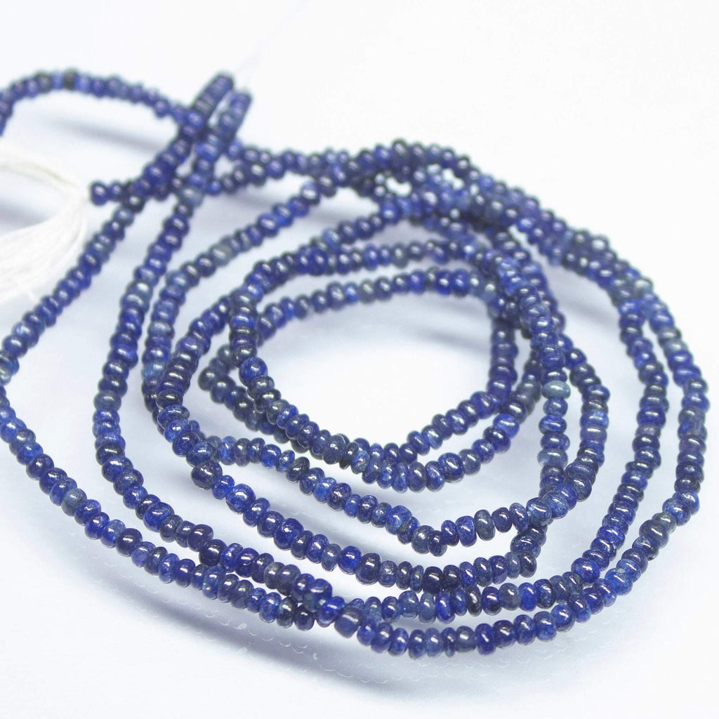 15 inch, 2mm, Natural Blue Sapphire Smooth Rondelle Shape Tiny Beads, Sapphire Bead - Jalvi & Co.
