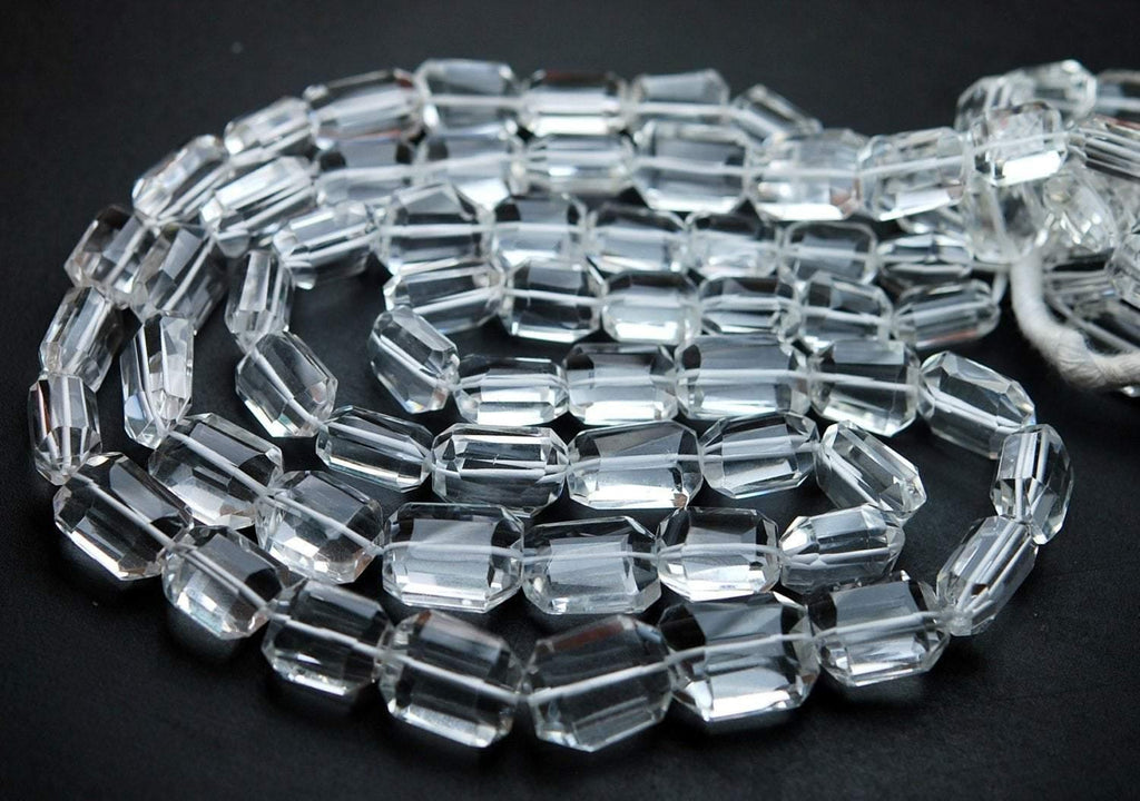 15 Inch Strand, Faceted Step Cut Nuggets Shape, 11-14mm Long Rock Crystal Quartz - Jalvi & Co.