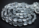 15 Inch Strand, Faceted Step Cut Nuggets Shape, 11-14mm Long Rock Crystal Quartz