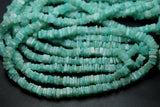 15 Inch Strand, Finest Quality Natural Amazonite Square Heishi Cut Beads, 5-6mm Size