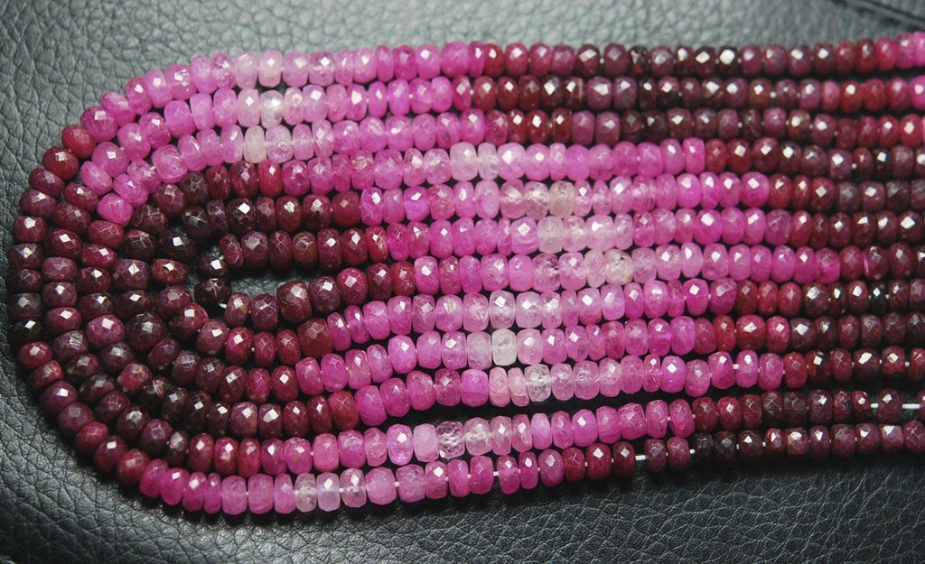 15 Inch Strand, Finest Quality, Natural Shaded Ruby Micro Faceted Rondelles, 2.75-3mm Aprx - Jalvi & Co.