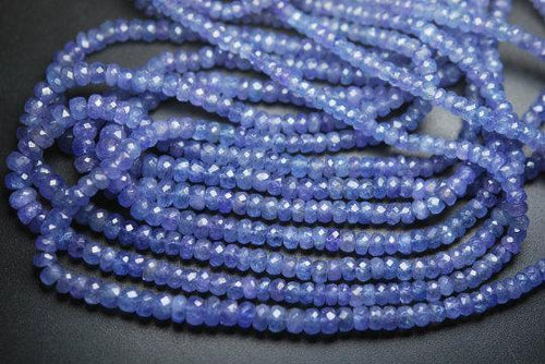15 Inch Strand Natural Tanzanite Micro Faceted Rondells, 3-4mm Size - Jalvi & Co.