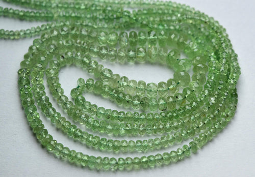 15 Inch Strand, Natural Tsavorite Green Garnet Micro Faceted Rondelles, 2.5-4mm Size - Jalvi & Co.