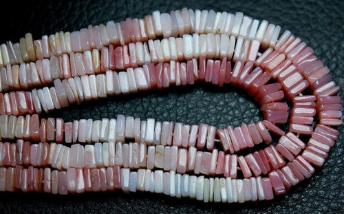 15 Inch Strand, Super Finest-Quality-Natural Pink Opal Square Heishi Cut Beads, 5-6mm Size - Jalvi & Co.